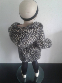 Dames Winterjas panterprint grote bontkraag  Jas Damesjas  imitatiebont