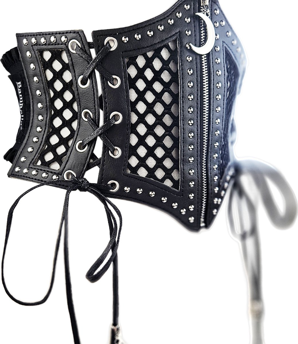 BamBella ® - Corset Riem  Mode Body Gothic Goth taille riem zwart nepleer met vetersluiting Verstelbaar korset belt