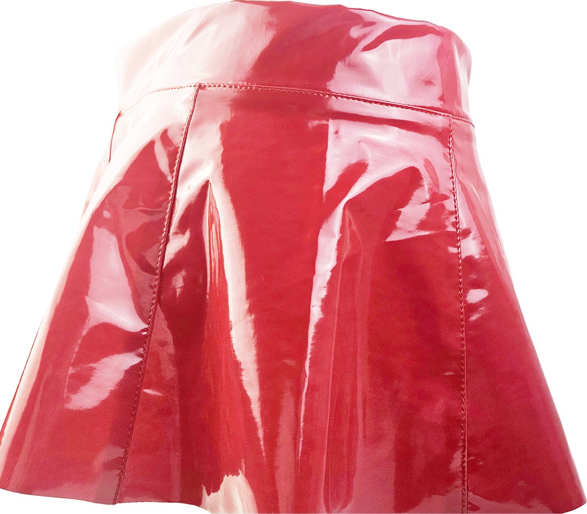 BamBella® - Datex mini Rok -   -  Rood Rollenspel sm dames sexy Glans kleding mix van Latex en stof