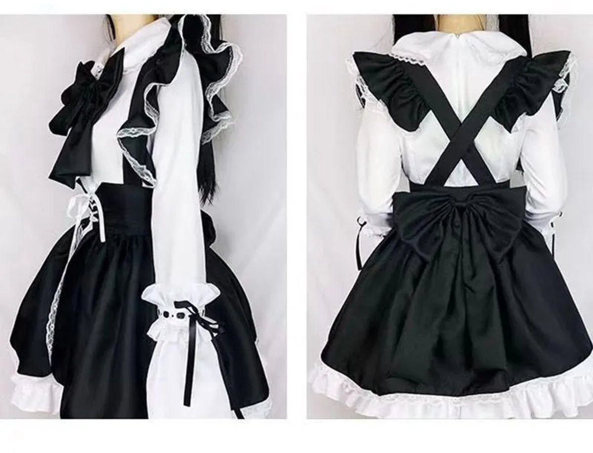 BamBella® - Kleding set - S/M - Japansje meisjes jurk cosplay pak met grote strik en schort