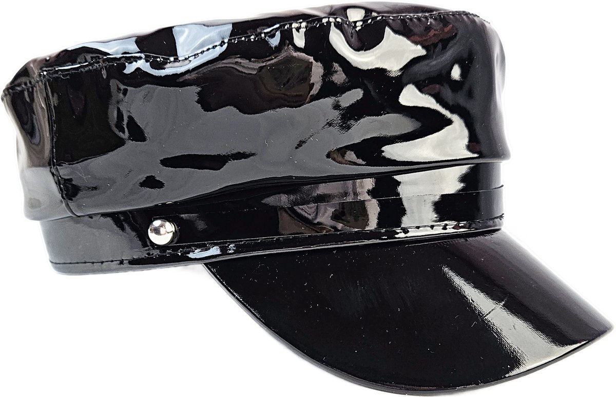 BamBella® Pet - sexy Glans hoed mix van Latex en stof Datex Wetlook Zwart