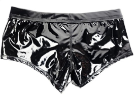 BamBella ® - Boxer short   Datex Zwart (Latex en stof SM kleding BDSM kruisloos erotische heren kleding