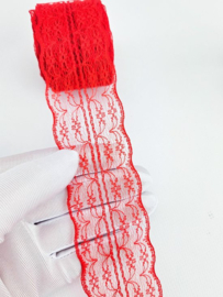 BamBella ® - 10 meter Kant lint band 4.5 cm breed Rood voor naaien afwerk