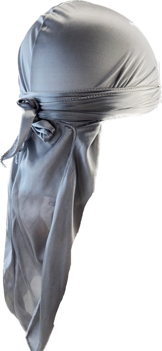 BamBella ® Durag - Grijs - Fijn dun Satijn- - Haarnetjes - Wave Cap - Hoofddoek - doek - Soft - Weave hoofd sjaal