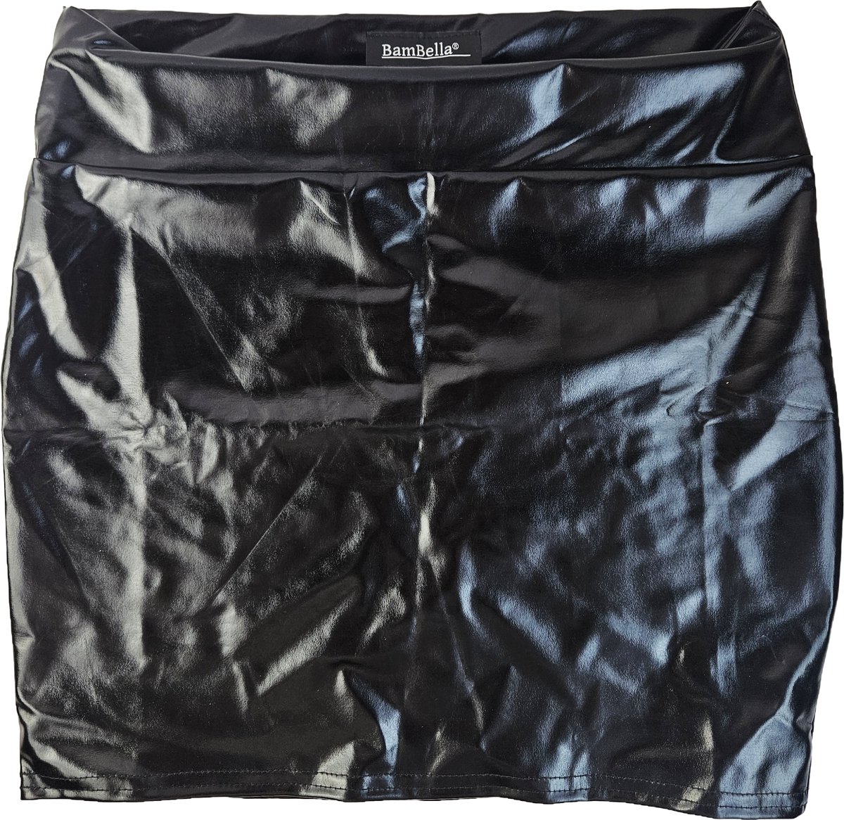 BamBella® - Mini rok -  Shiny Wetlook - Sexy Erotische rokje Super shine metallic Lame Glans Zwart