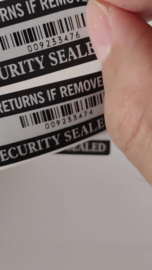 Verzegeld stickers 50 stuks labels webshop doos verpakking verzegelen garantie security seal tamper proof