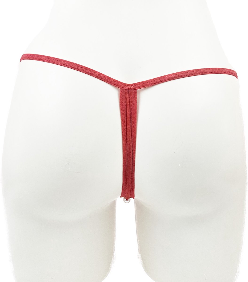 BamBella ® - Sexy kralen String - Mini kort Rood open kruis - Erotische lingerie - Dames sexy ondergoed