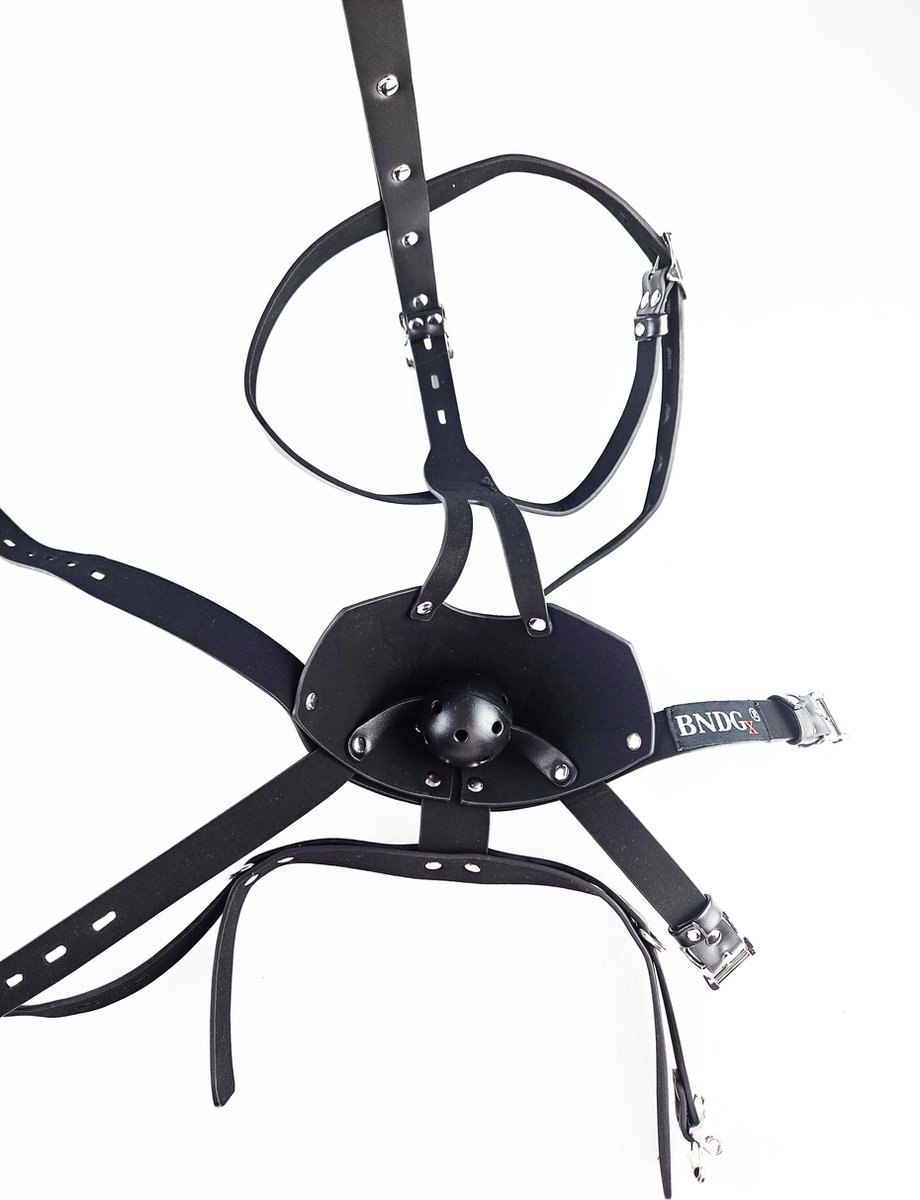 BNDGx® - Extreme BDSM Masker - Nep Leer - Met Gag - SM - Met lijn