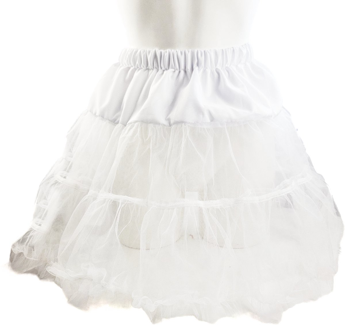 BamBella® - Onesize korte Petticoat Grote rok poffig Wit Tulle laagjes rokje doorzichtig onder rok dames