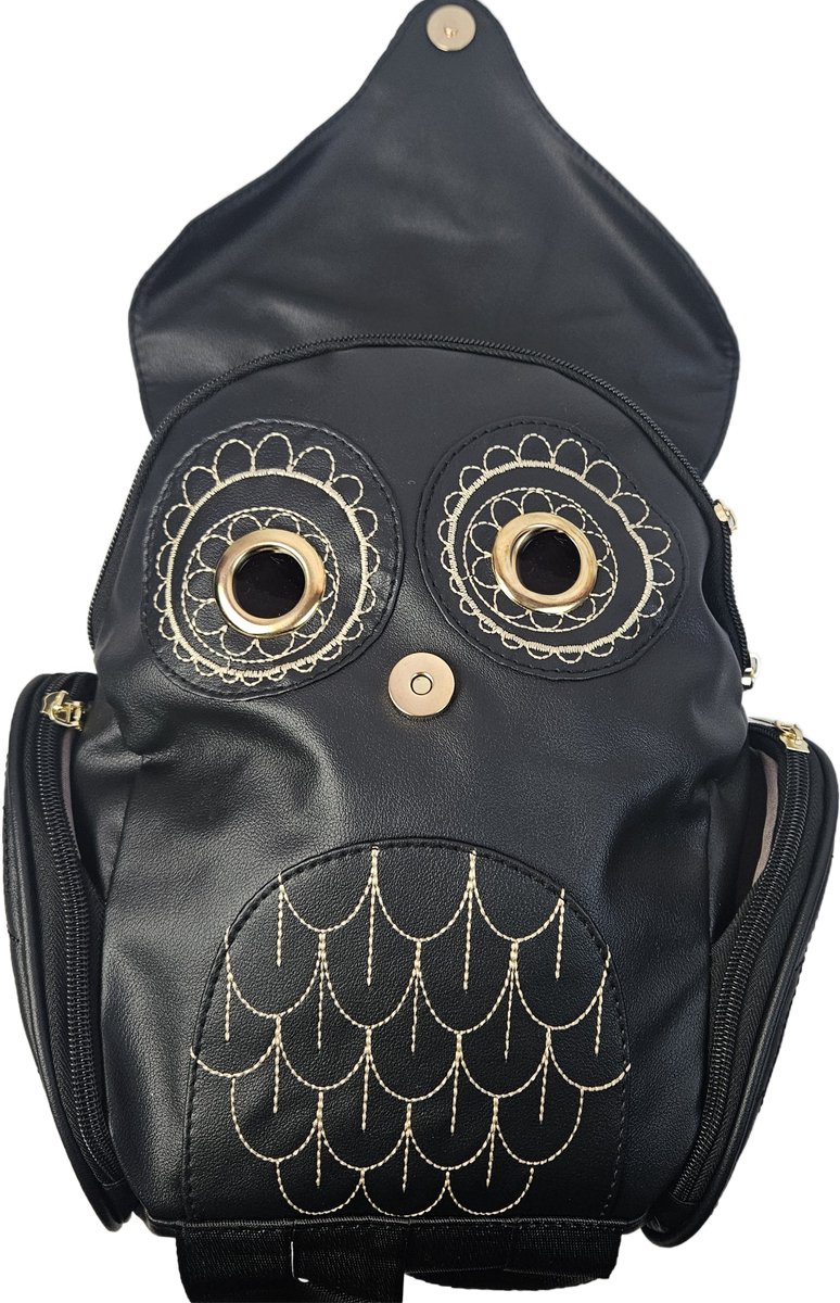 Tas - Gothic - Uil - Zwart Handtas schoudertas ketting goth - Schoudertas - schooltas klein Imitatie leer nepleer