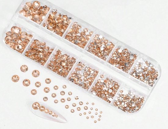 BamBella® AB kleur - Steentjes in doos - Rhinestones set tools set steentjes plak glitter steen doosje Nail art knutselen naaien
