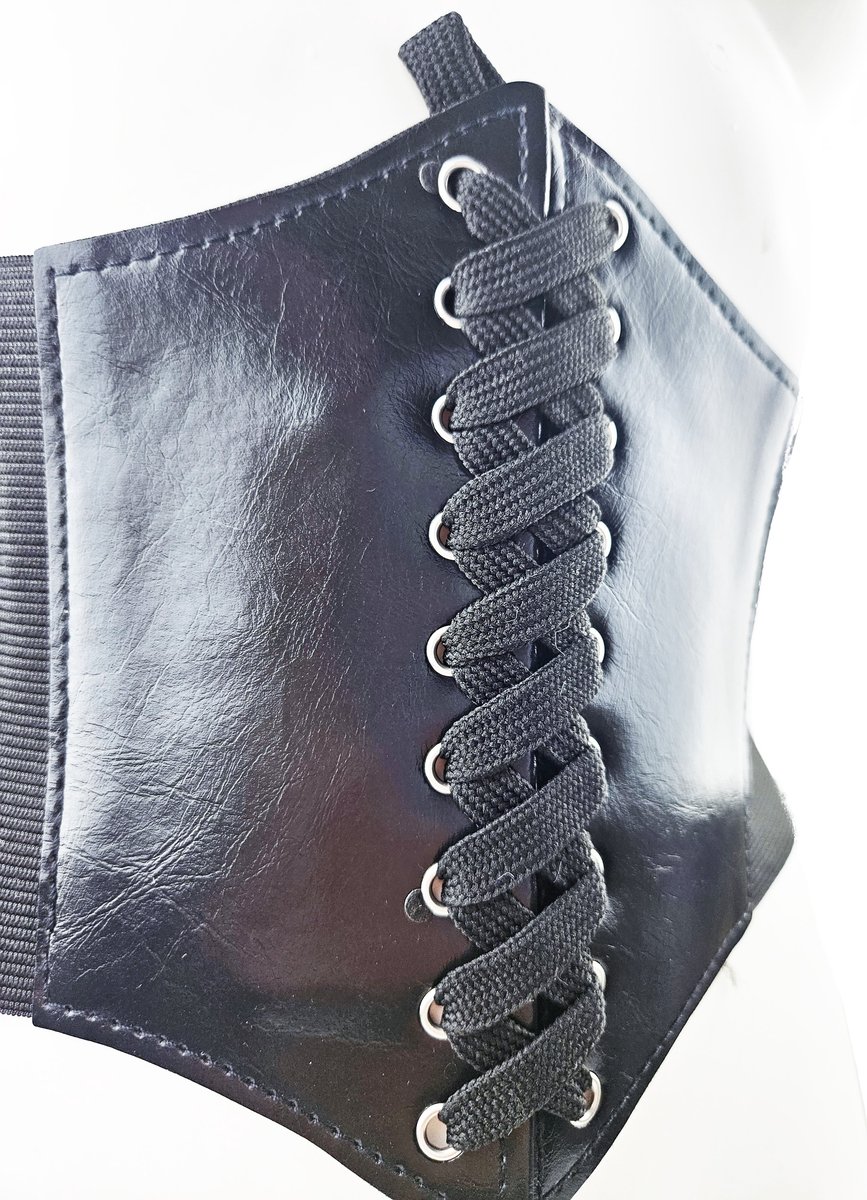 BamBella ® - Riem Mode Body Gothic met vetersluiting Verstelbaar zwart goth nep leer