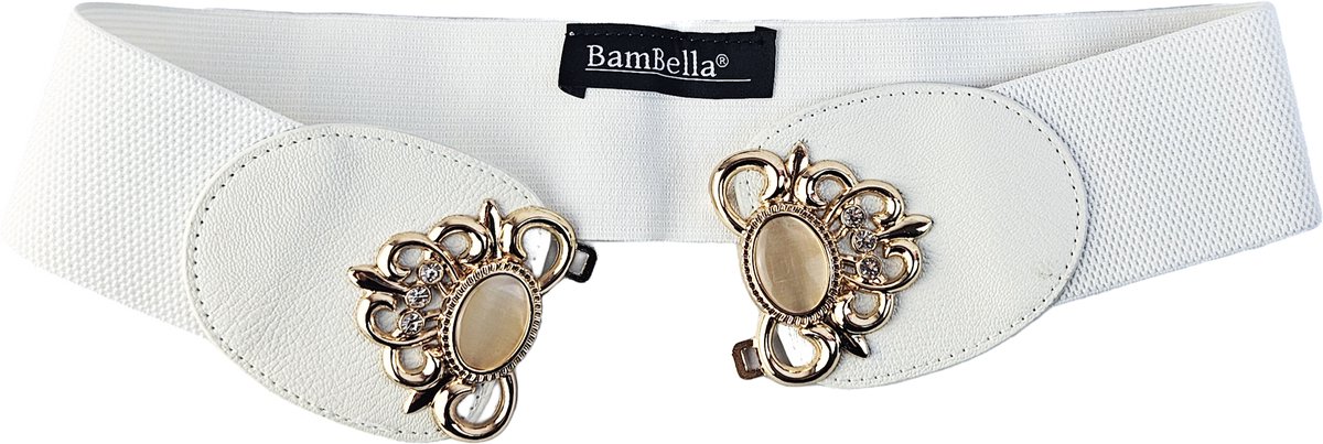 BamBella ® - - Wit glitter steentjes Korset Mode Body Gothic Goth taille riem met Studs rits sluiting korset belt