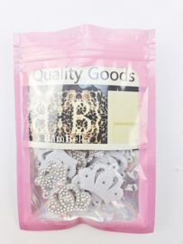 BamBella® - Strass stenen - 15 stuks - applicatie patch Wit Queen glitter plaatje knutselen scrapbook