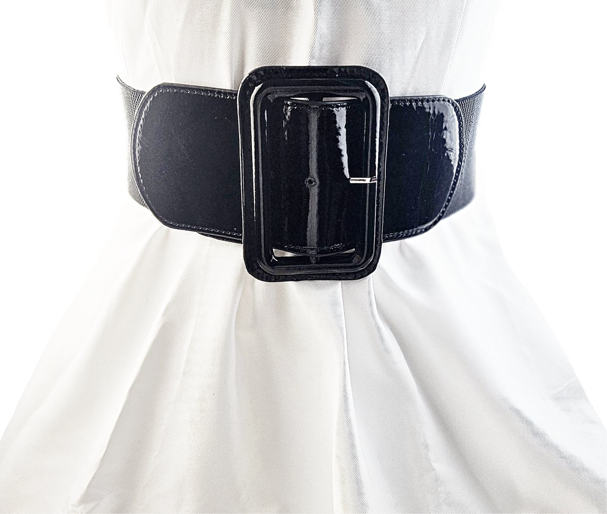 BamBella ® - Riem Maat Onesize - Datex Rood (Mix latex en stof) Mode Body Gothic Goth taille riem Gesp Groot