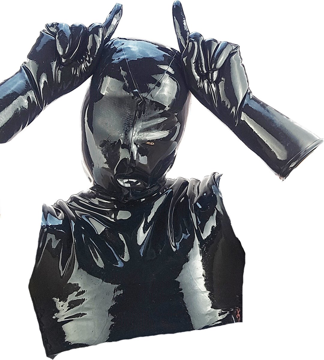 BNDGx® -100% Latex Masker pak met handschoenen - Anoniem man Erotiek - Extreme BDSM Rollenspel kleding sm fetish