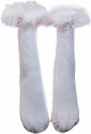 BamBella® Sokken stof Dames - Onesize Roze met veren kousen