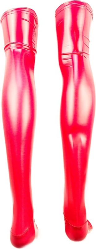 Kousen  - Rood - Datex (Mix latex en stof ) - Sexy Kniekousen van Super Glans Fetish kleding bdsm Dames sokken