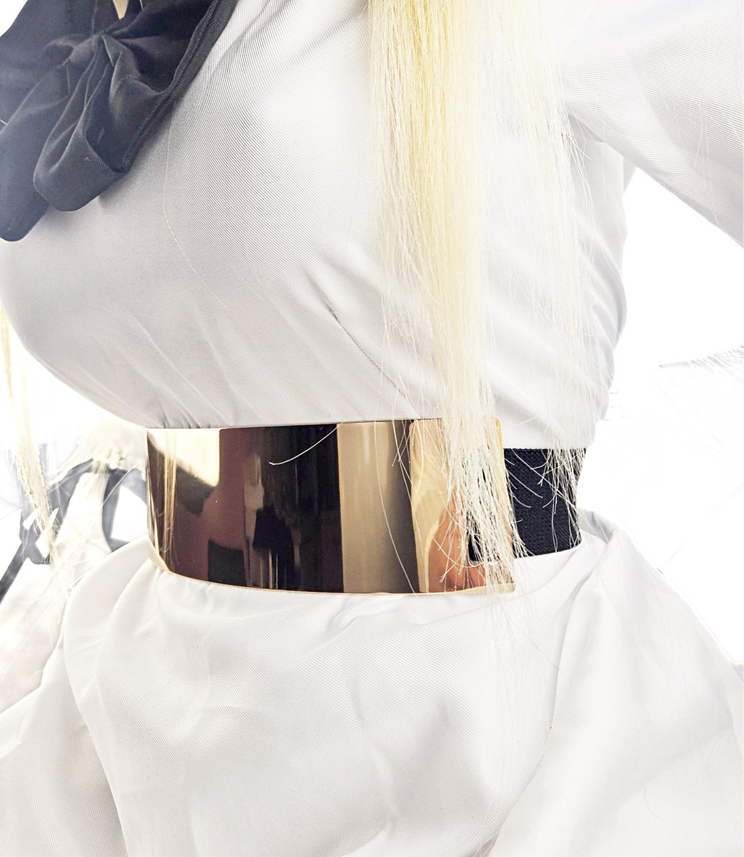 BamBella ® - Riem   Mode Body Gothic Goth taille riem zwart met goudkleurige plaat korset belt