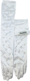 BamBella® - Handschoenen bruiloft feest Lang Wit Steentjes - dames - One Size