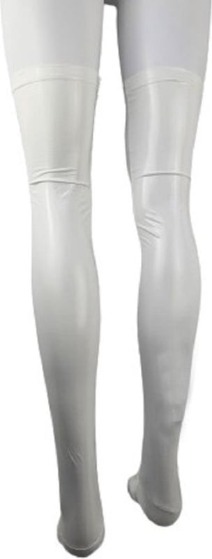 Kousen  - Wit- Datex (Mix latex en stof ) - Sexy Kniekousen van Super Glans Fetish kleding bdsm Dames sokken