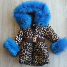 Kinderjas panterprint Bontkraag jas leopard Winterjas Wit  BamBella