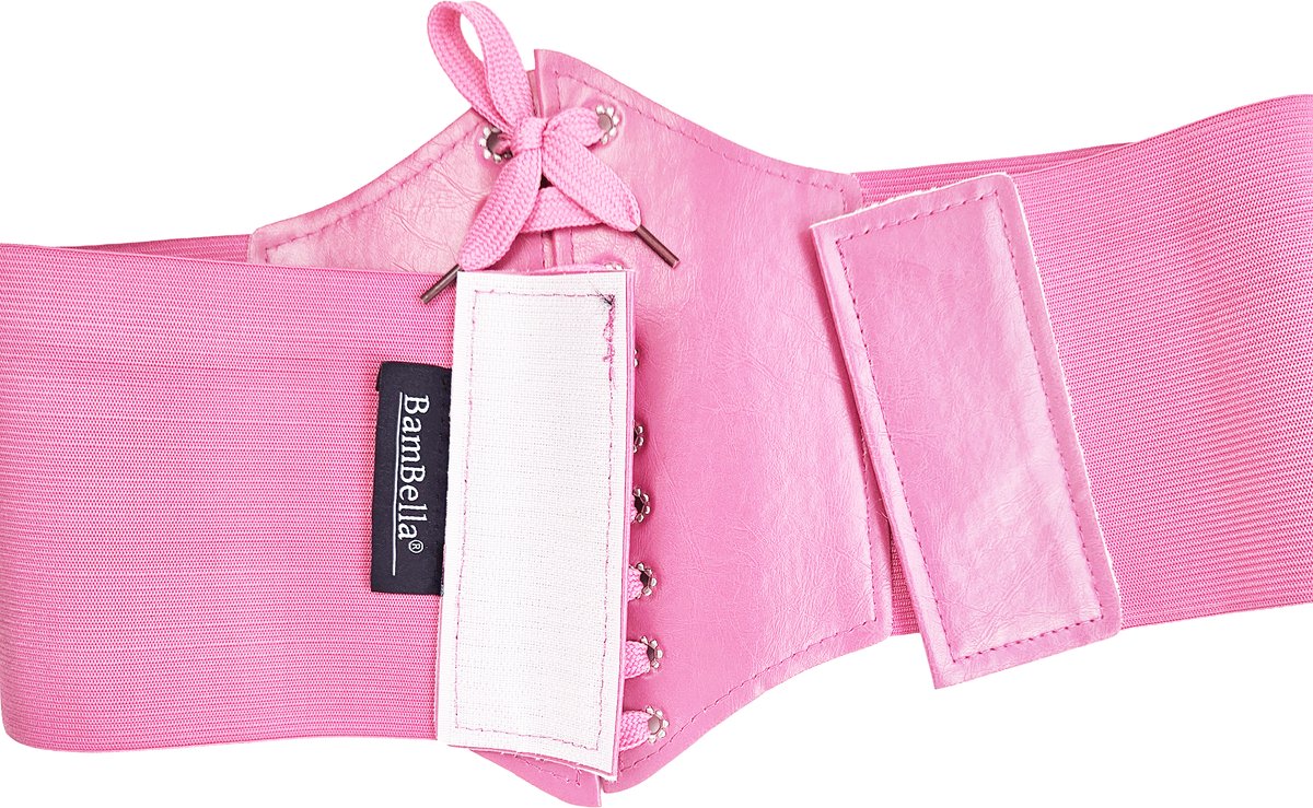 BamBella ® - Riem Maat Onesize - Roze Mode Body Gothic Goth taille riem zwart met Veter sluiting korset belt