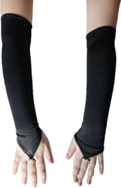 BamBella® Vingerloos satijn handschoenen - One Size - Zwart