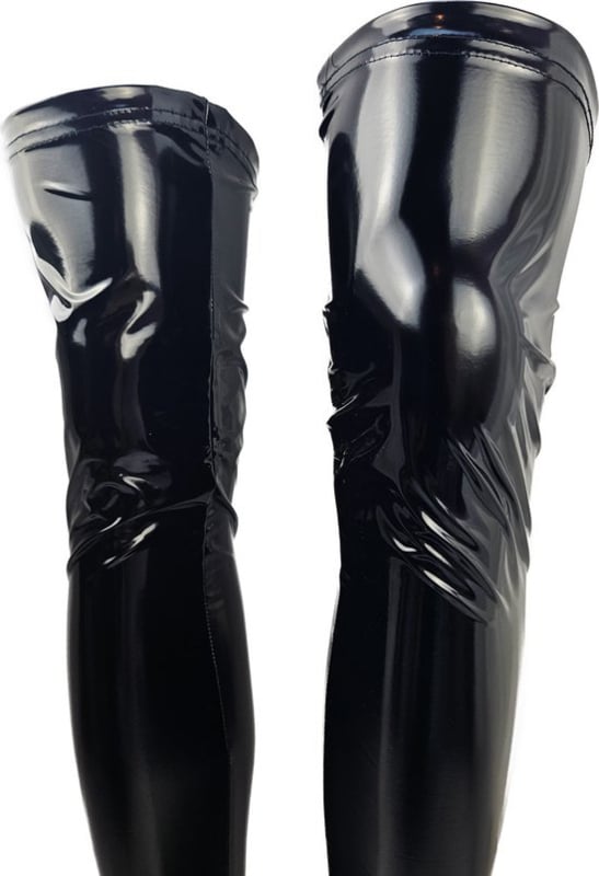 Halve Kousen - Onesize - Rood - Datex (Mix latex en stof ) - Sexy Kniekousen van Super Glans Dames sokken