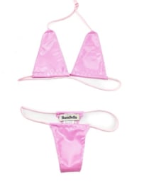 BamBella ® - Bikini string Datex Roze (Mix Latex en stof) - Onesize - Super sexy dames ondergoed lingerie kleding zwart erotische zwem kleding