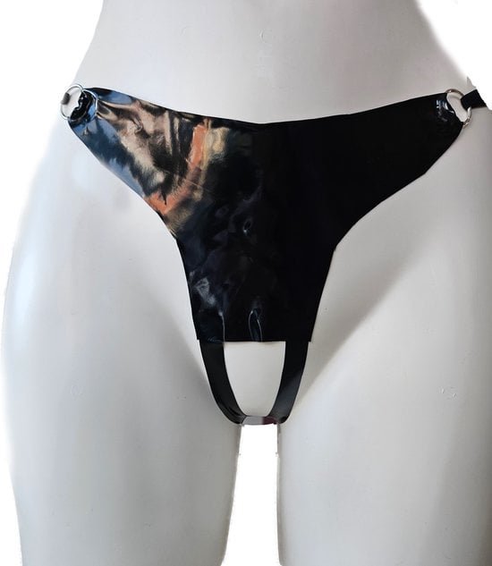 100% LATEX String   kruisloos Lingerie erotische slip glad rubber