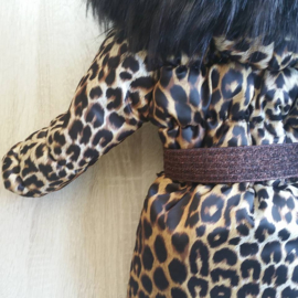 Kinderjas panterprint  Bontkraag jas Leopard  bontkraag Winterjas BamBella