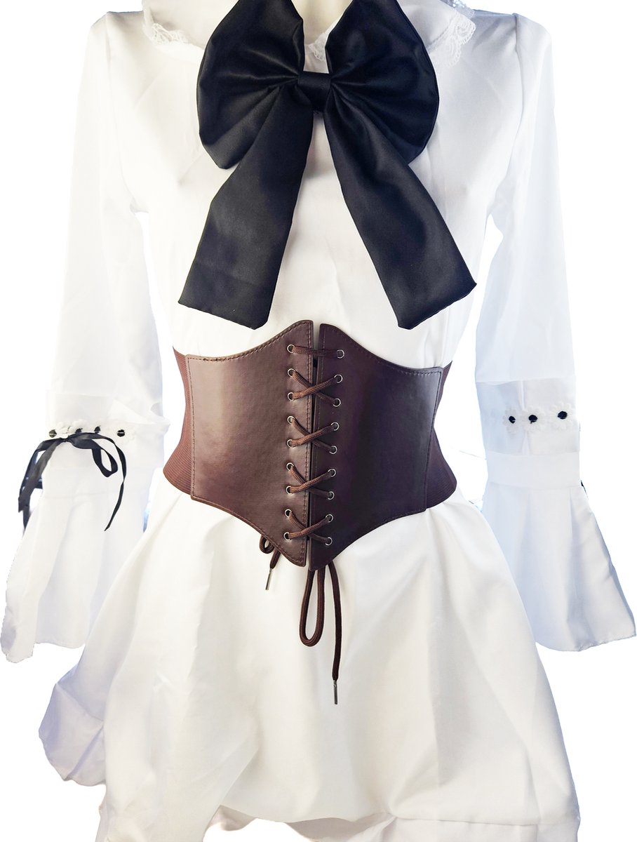 BamBella ® - Riem Maat Onesize - Wit Mode Body Gothic Goth taille riem zwart met Veter sluiting korset belt