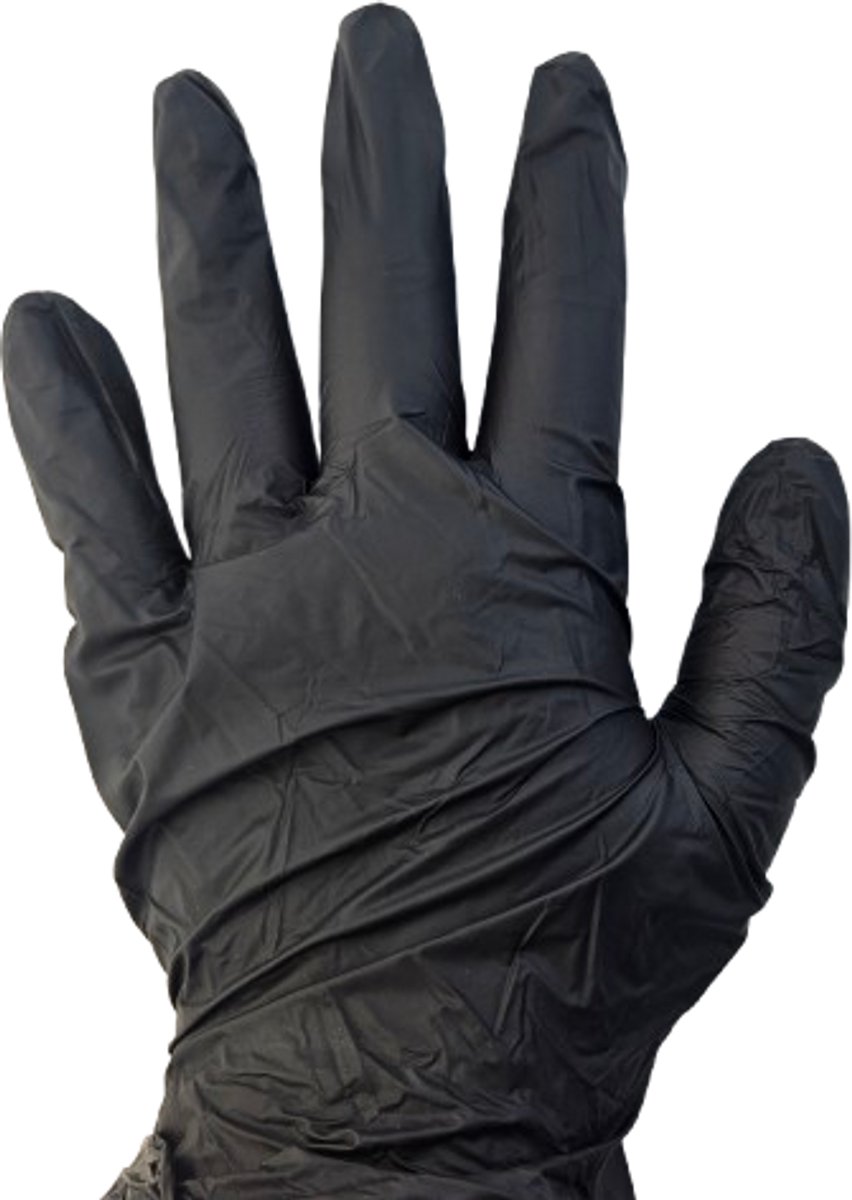 BamBella Schoonmaak Wegwerp handschoenen - Extra groot XL - 20 stuks - Nitril poedervrij zwart voor grote handen