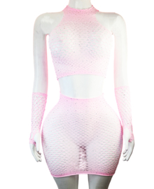 BamBella®   set - Onesize - Erotische sexy nacht set  met top doorzichtig kant - Super Stretch