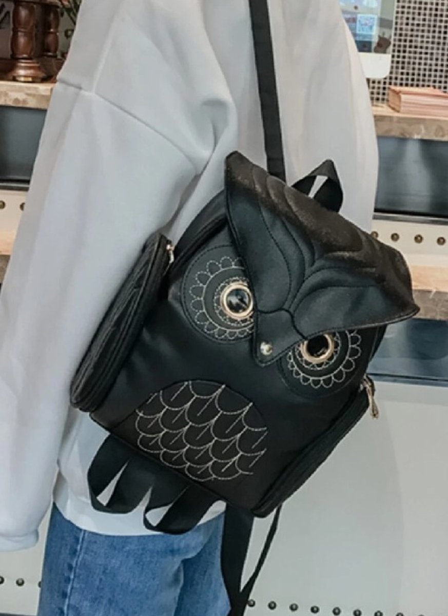 Tas - Gothic - Uil - Zwart Handtas schoudertas ketting goth - Schoudertas - schooltas klein Imitatie leer nepleer