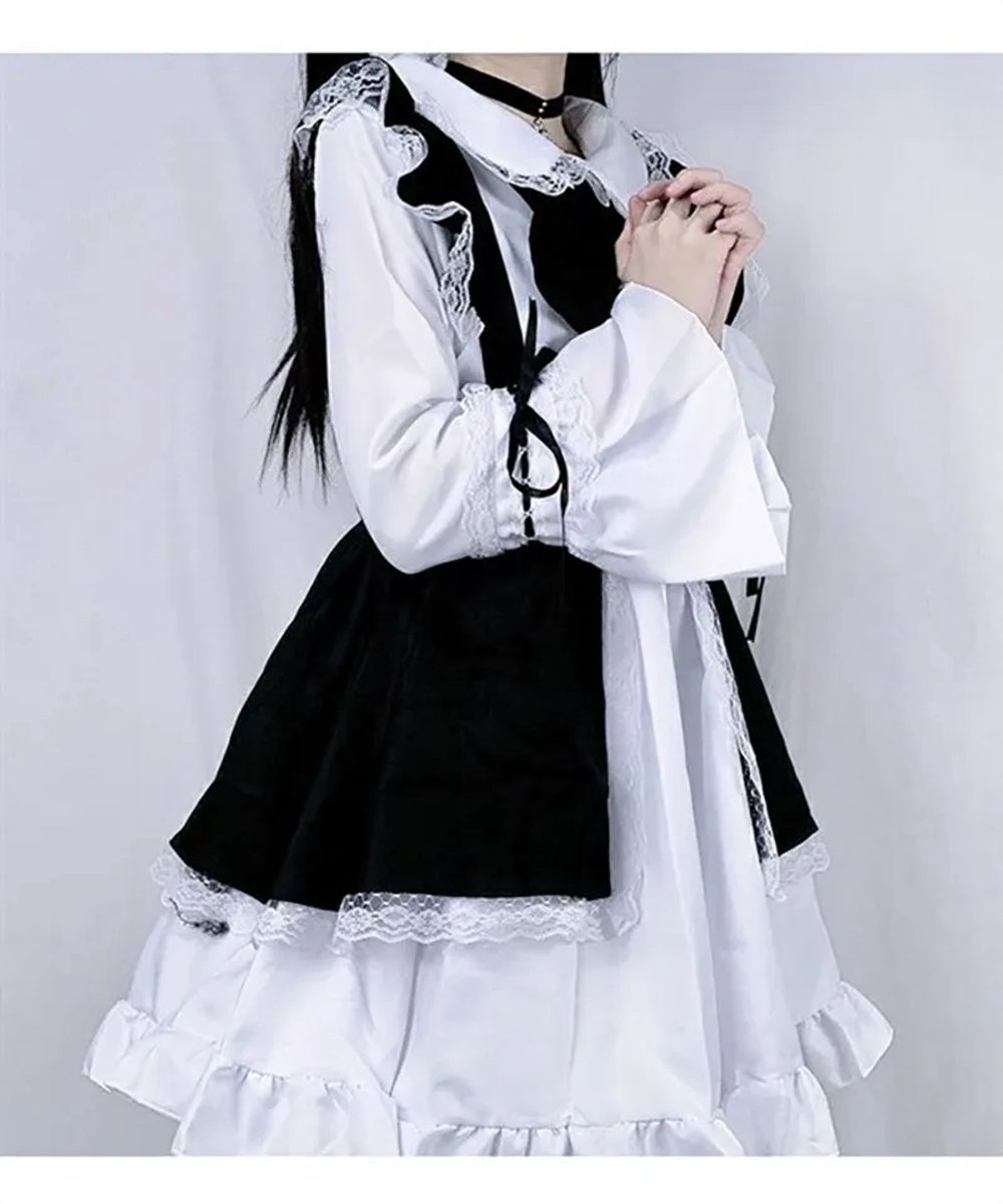 BamBella® - Kleding set - S/M - Japansje meisjes jurk cosplay pak met grote strik en schort
