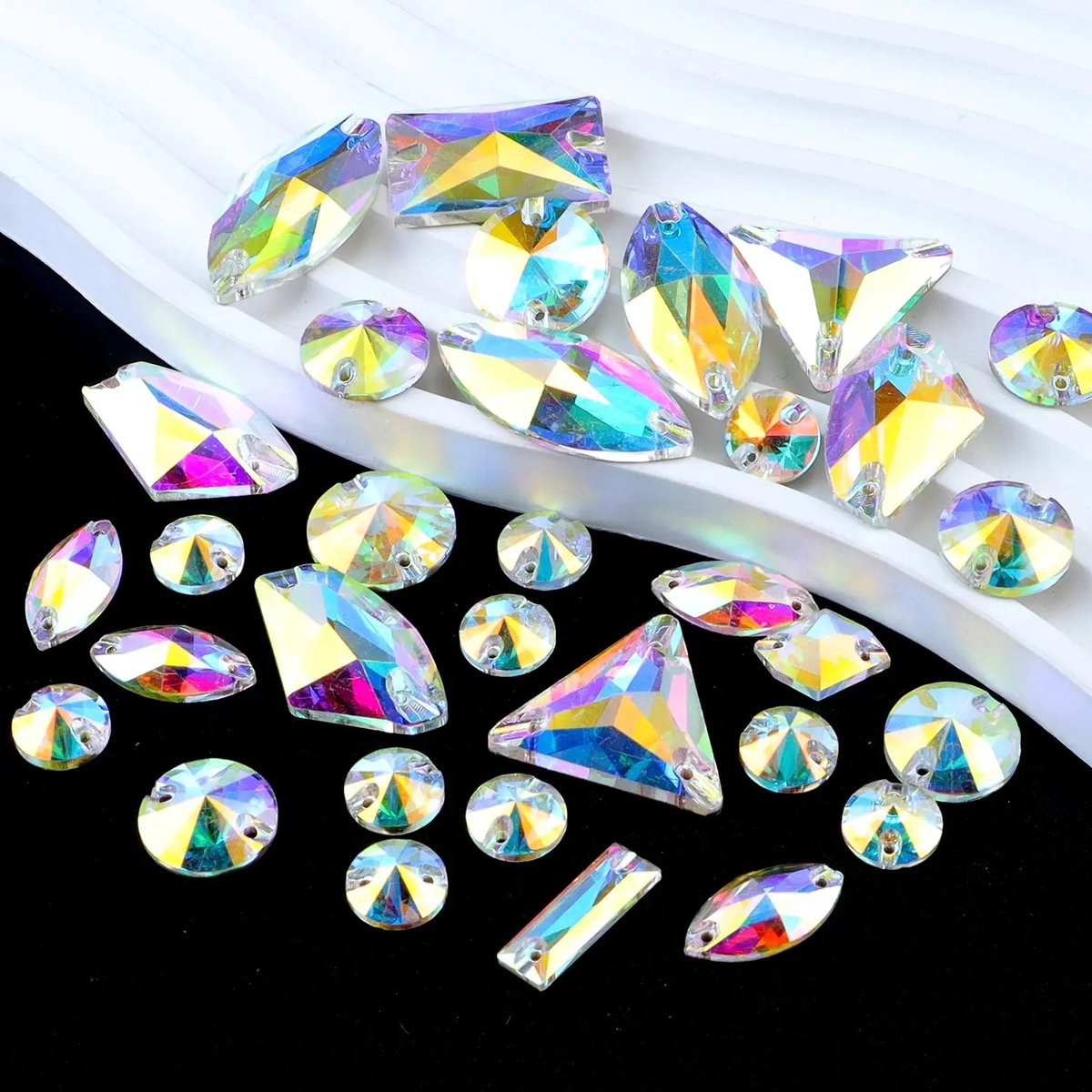 BamBella® Naai strass Steentjes - 100 stuks - AB - geel strass stenen glitters kleding versieren