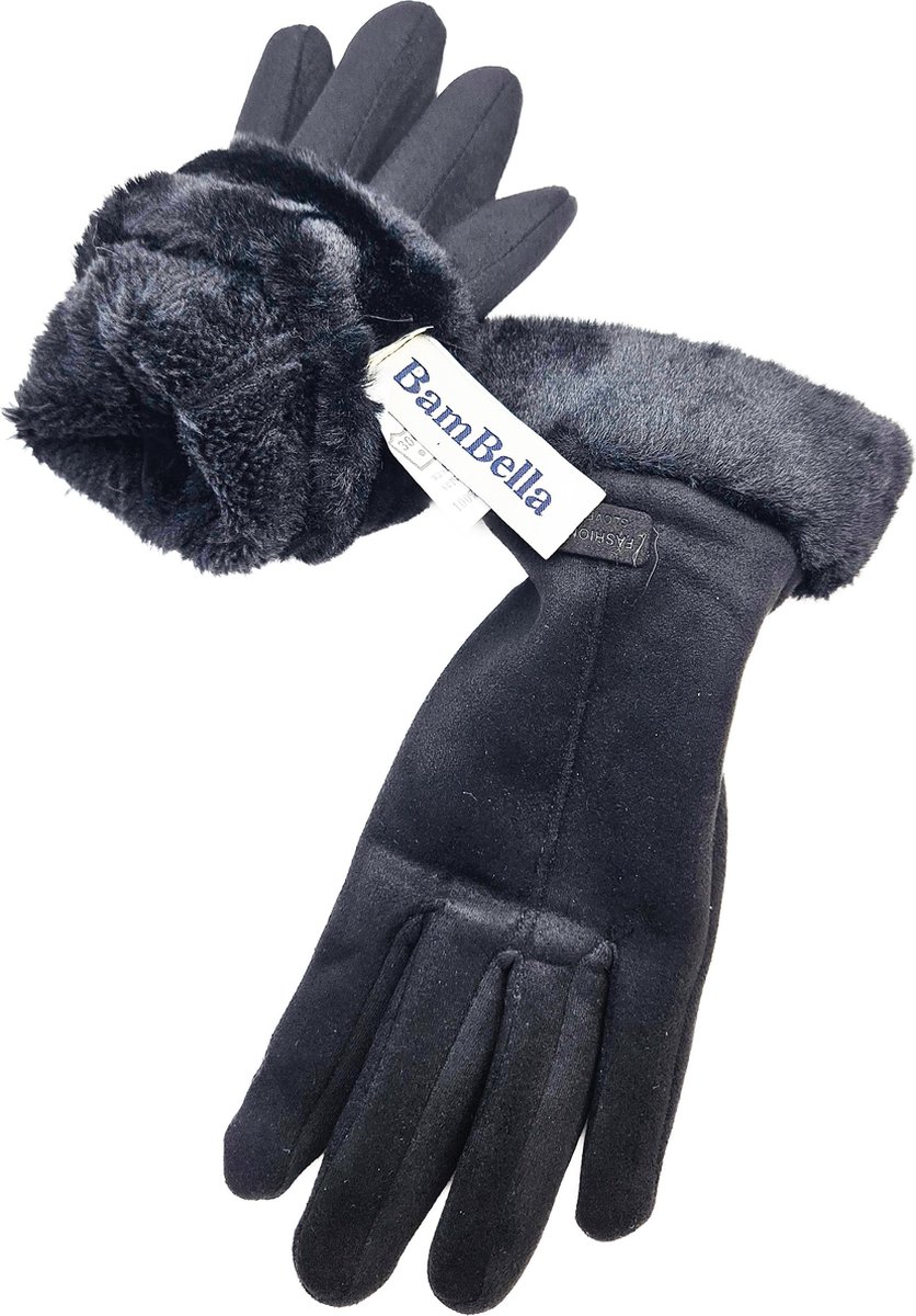 BamBella® Dikke Handschoenen warme winter dames zwart zachte Thermo fleece binnenkant