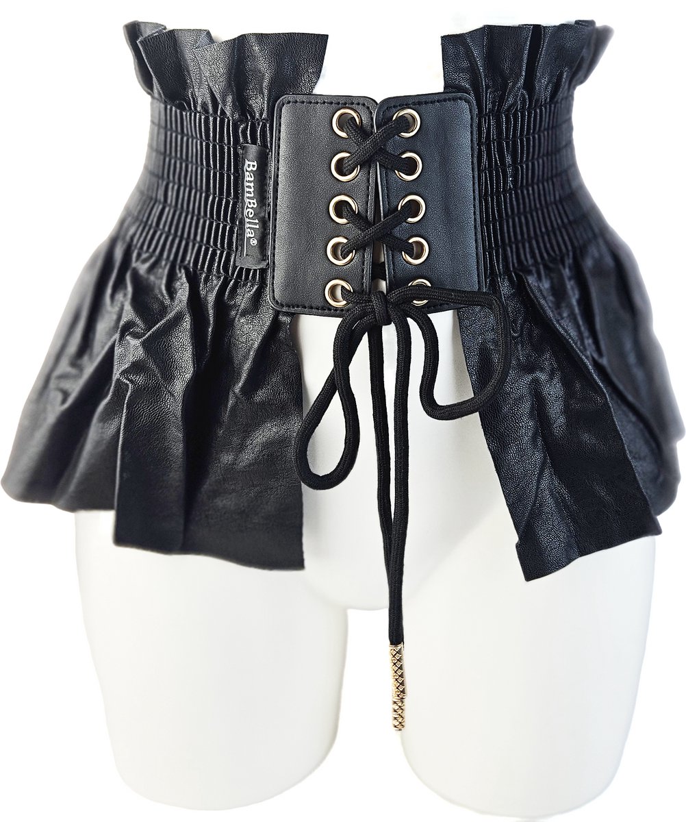 BamBella ® - Riem   - Zwart rok Korset Mode Body Gothic Goth taille riem met veter sluiting korset belt