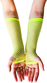 BamBella® Vingerloos Gaas net stof handschoenen - One Size - Nuon Fel Fluor Geel