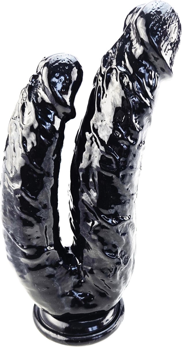 BNDGx® - Dildo - Dubbel anaal vaginaal - 21cm 16cm - Zwart Lange dikke Penis -Zuignap -Anaal Extreme BDSM SM Fetisch Seks speeltje