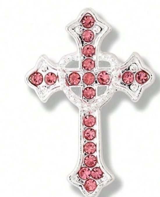 BamBella® - Plak steentjes - 10 stuks - kruis roze klein