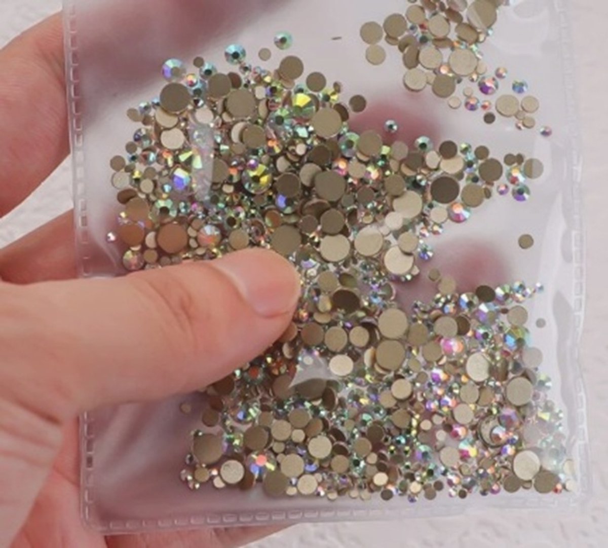 BamBella® Plak strass Steentjes - 1440 stuks - SS4 tot SS20 - Mix wit AB stenen glitters nail art kleding versieren