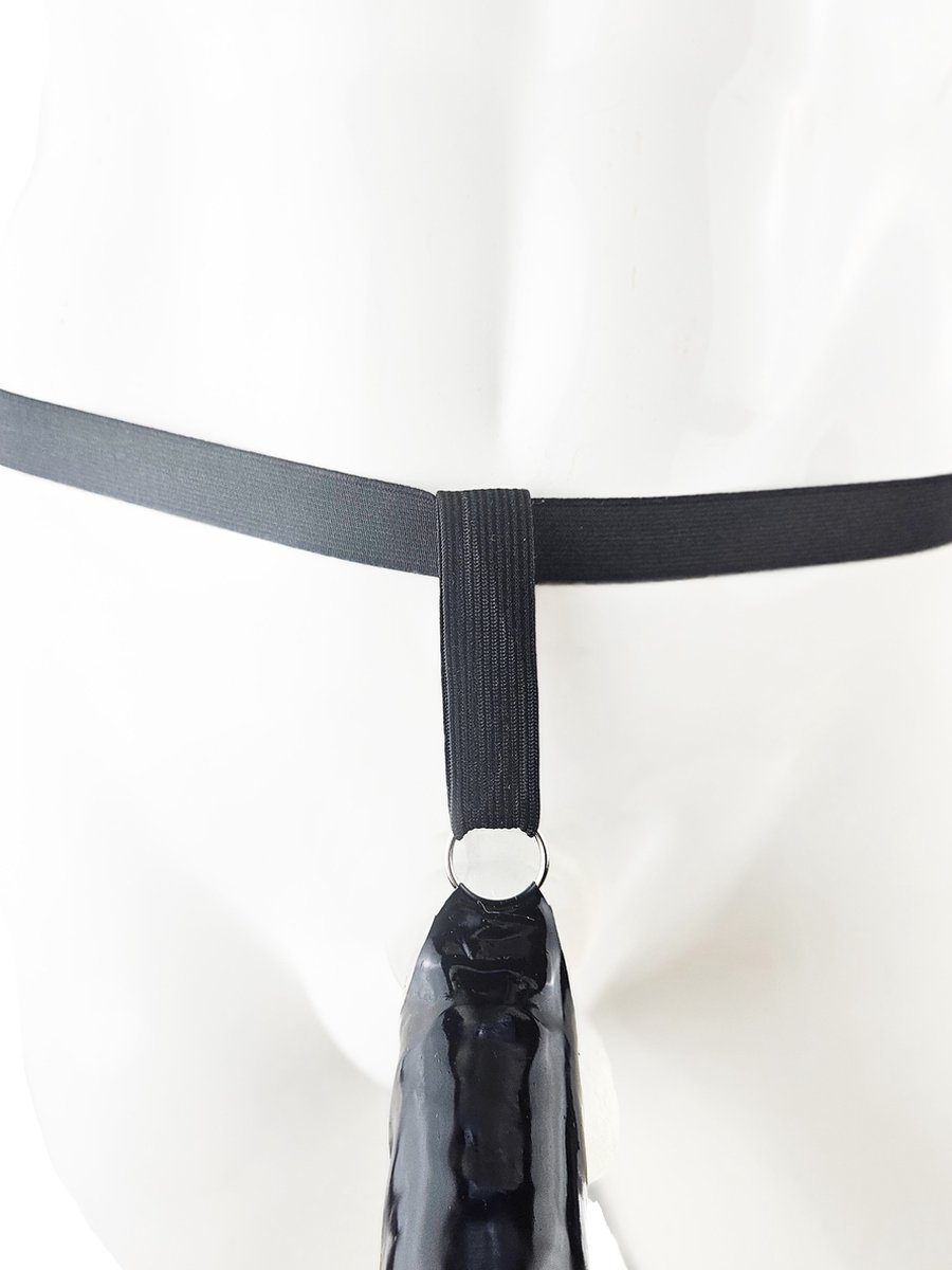 BNDGx® - 100% LATEX open kruis broek penis sleeve bondage slip - Maat L - Zwart BDSM sexy glans BDSM Rubber Fetish SM erotische ondergoed