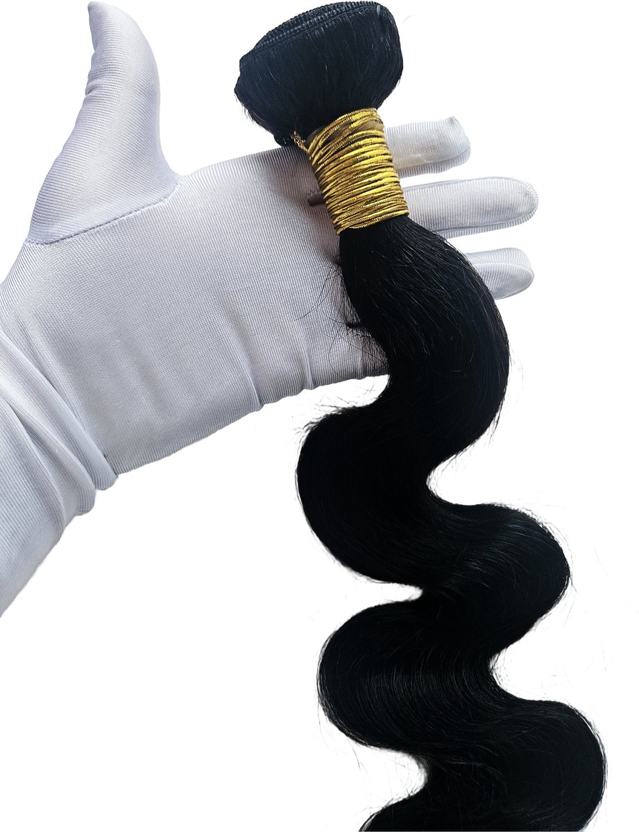 Haar Bundels - 60 cm -menselijk haar -weave weft Zwart body wave 24 inch - wavy golvend krul