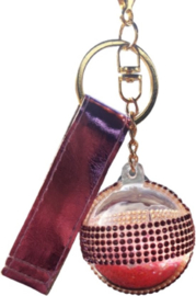 Sleutelhanger Tashanger Grote roze glitter diamant bol 12CM