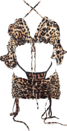 BamBella ® Sexy Kleding set - Onesize - pak vrouwe panterprint bruin zomer kleding strand