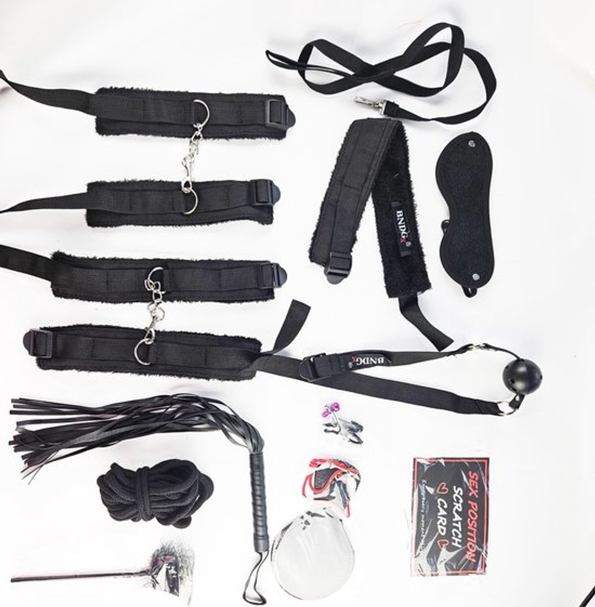 BNDGx® - Sex Toys - voor koppels - 14 delen Set - SM Pakket - Bondage - Vastbinden - Kit - Startset - handboeien - Rood BDSM