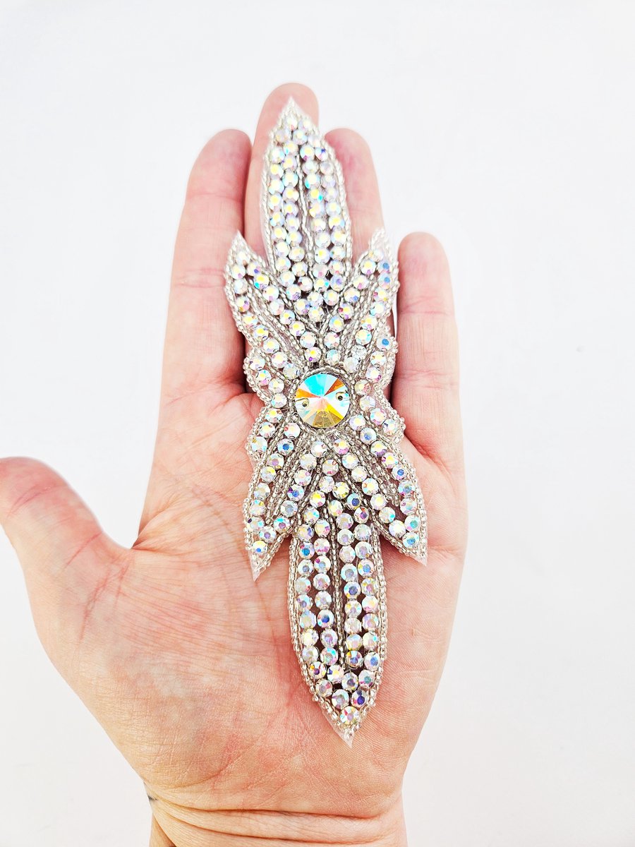 BamBella® - Grote Strass stenen applicatie - AB hotfix steentjes - patch wit glitter plaatje knutselen scrapbook